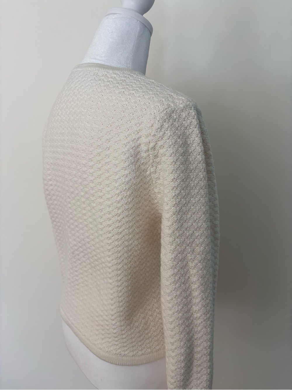 Cream Textured Button-Front Women's Sweater Jacket - Picture 6 of 6